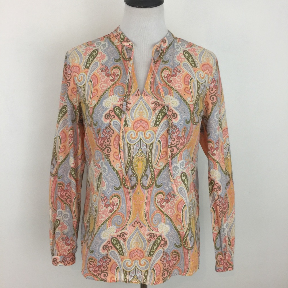 Tommy Hilfiger Tunic Top Paisley Boho Long Sleeves